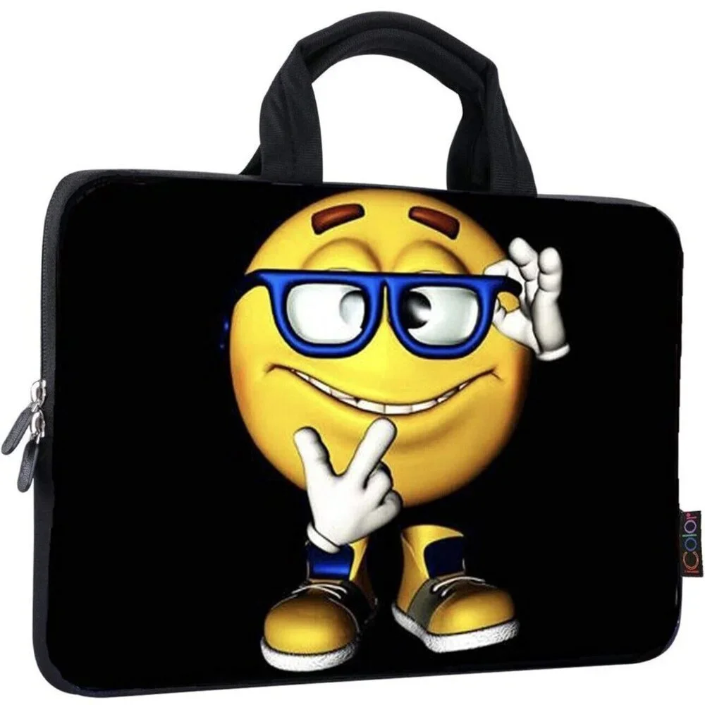 iColor Laptop Neoprene Handle Bag Computer Tablet Protect Case School Emoji Face